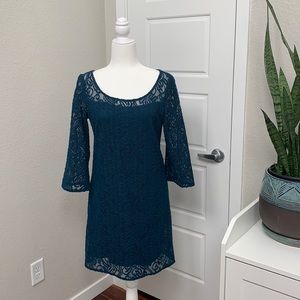 Muse dark teal lace dress